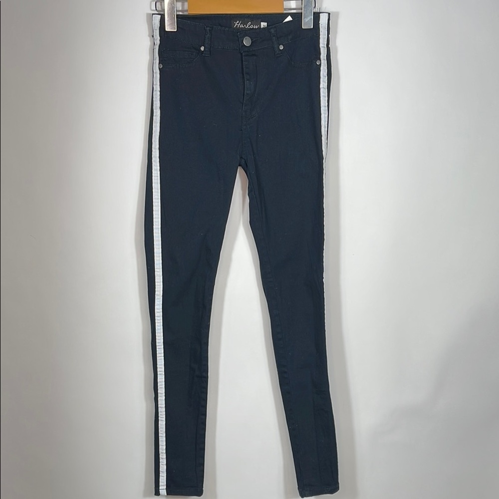 Harlow Women's Black Jeans with White Stripe